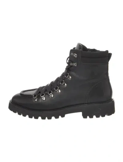 Pre-owned Aquatalia Leather Hiking Boots In Black