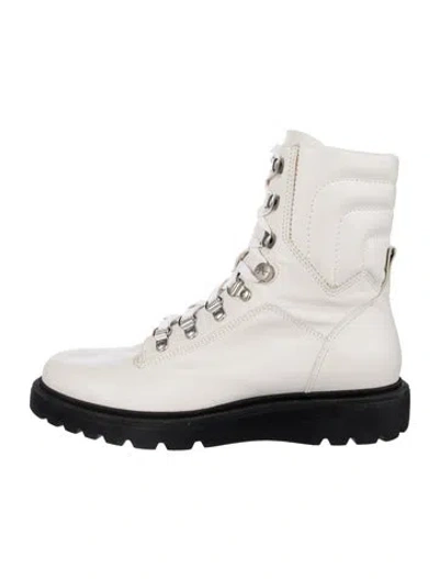 Pre-owned Aquatalia Leather Hiking Boots In White