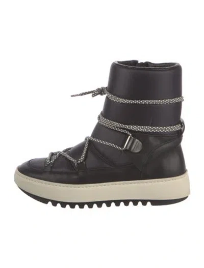 Pre-owned Aquatalia Leather Lace-up Boots In Black