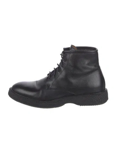 Pre-owned Aquatalia Leather Lace-up Boots In Black