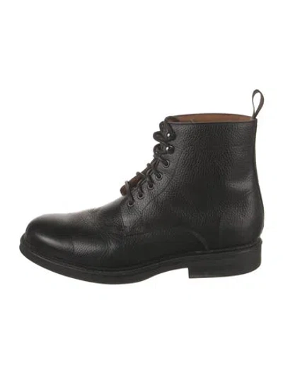 Pre-owned Aquatalia Leather Lace-up Boots In Black