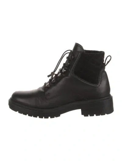Pre-owned Aquatalia Leather Lace-up Boots In Black