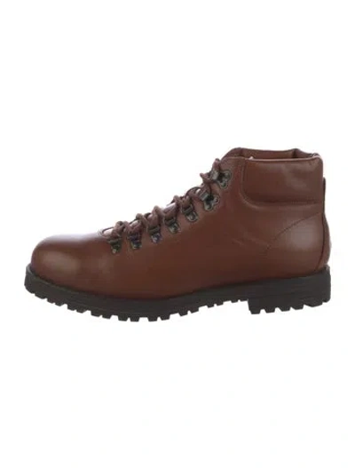 Pre-owned Aquatalia Leather Lace-up Boots In Brown