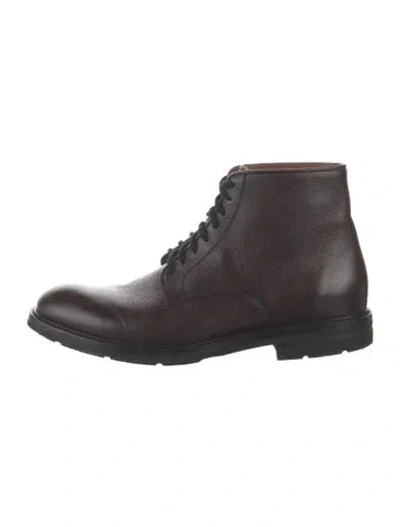 Pre-owned Aquatalia Leather Lace-up Boots In Brown