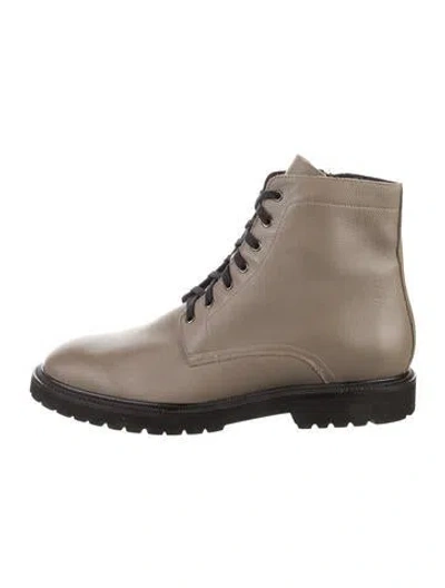 Pre-owned Aquatalia Leather Lace-up Boots In Neutral