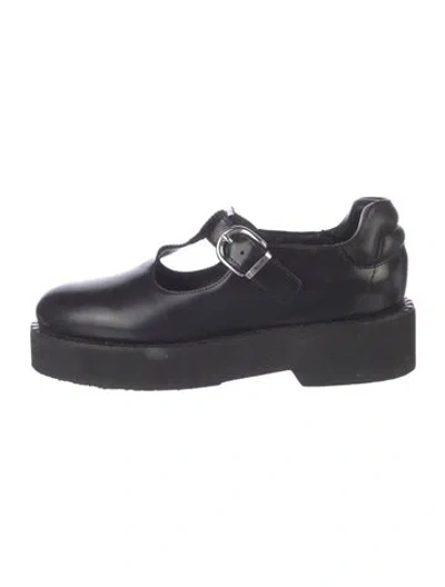 Pre-owned Aquatalia Leather Mary Jane Flats In Black