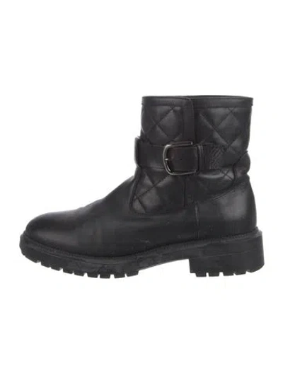Pre-owned Aquatalia Leather Moto Boots In Black
