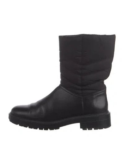 Pre-owned Aquatalia Leather Moto Boots In Black