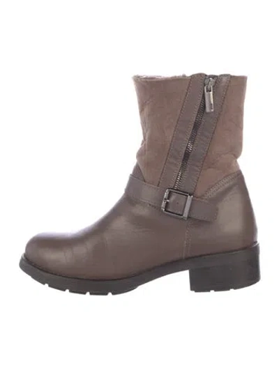 Pre-owned Aquatalia Leather Moto Boots In Brown