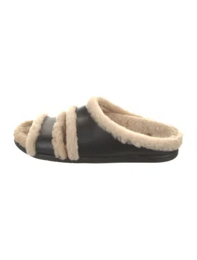 Pre-owned Aquatalia Leather Printed Mules In Black