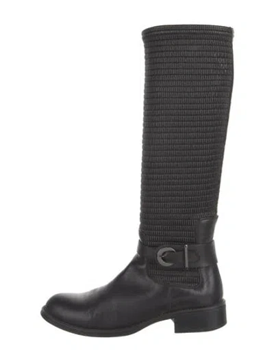 Pre-owned Aquatalia Leather Riding Boots In Black