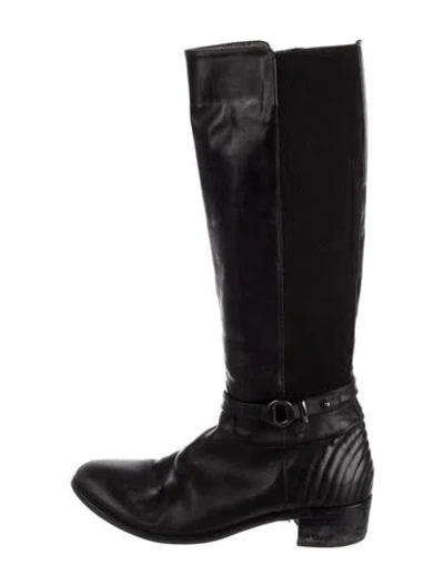 Pre-owned Aquatalia Leather Riding Boots In Black