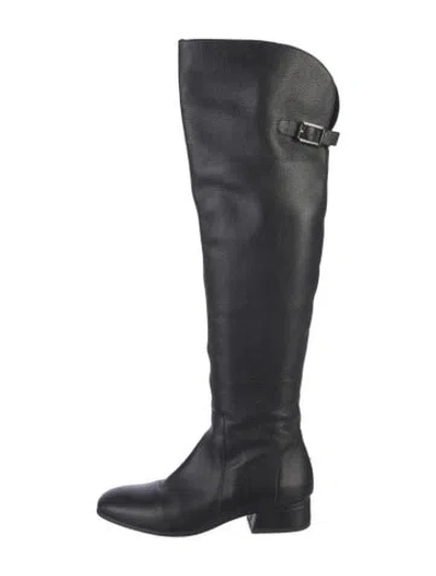 Pre-owned Aquatalia Leather Riding Boots In Black