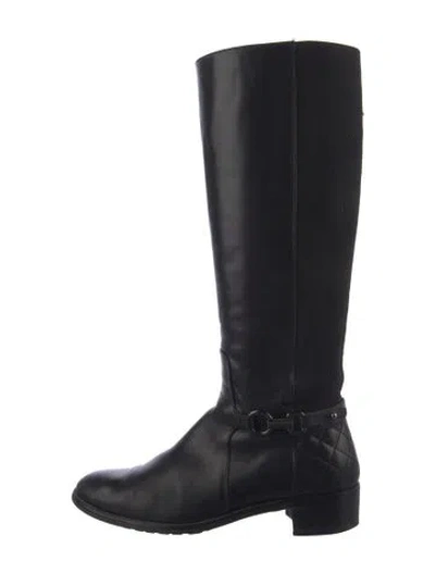 Pre-owned Aquatalia Leather Riding Boots In Black
