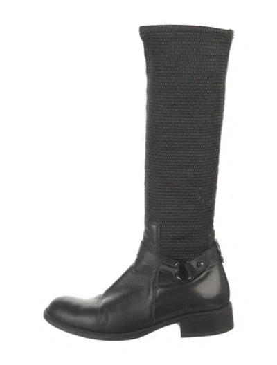 Pre-owned Aquatalia Leather Riding Boots In Black