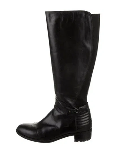 Pre-owned Aquatalia Leather Riding Boots In Black