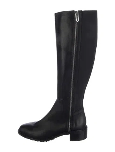 Pre-owned Aquatalia Leather Riding Boots In Black