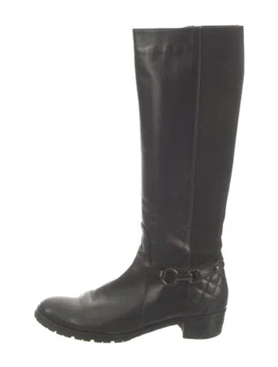 Pre-owned Aquatalia Leather Riding Boots In Black