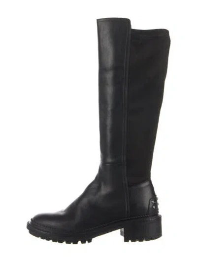 Pre-owned Aquatalia Leather Riding Boots In Black