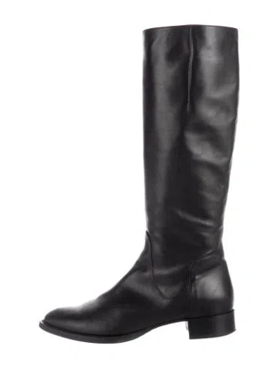 Pre-owned Aquatalia Leather Riding Boots In Black