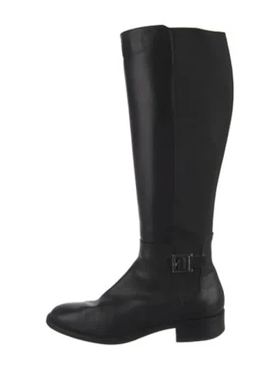 Pre-owned Aquatalia Leather Riding Boots In Black