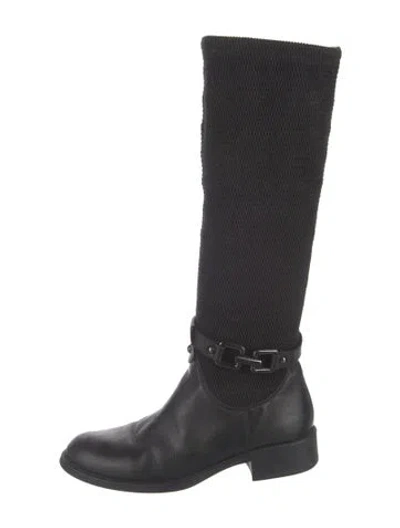 Pre-owned Aquatalia Leather Riding Boots In Black