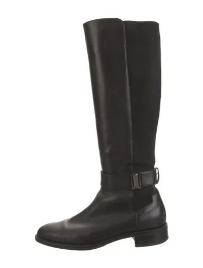 Pre-owned Aquatalia Leather Riding Boots In Black