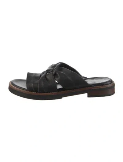 Pre-owned Aquatalia Leather Slides In Black