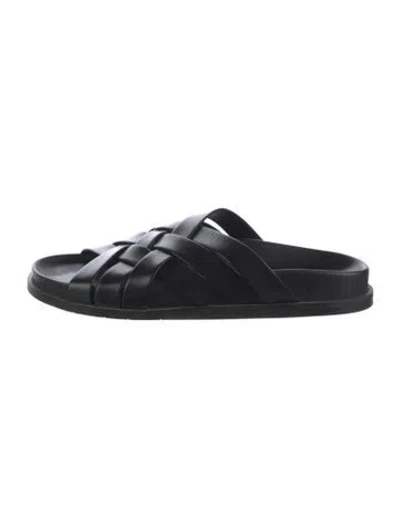 Pre-owned Aquatalia Leather Slides In Black