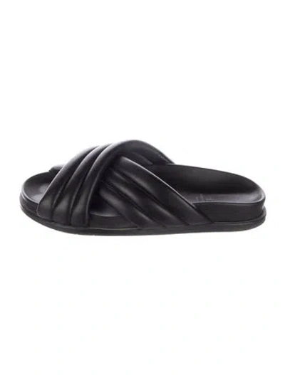 Pre-owned Aquatalia Leather Slides In Black