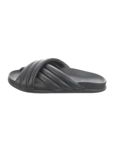 Pre-owned Aquatalia Leather Slides In Gray