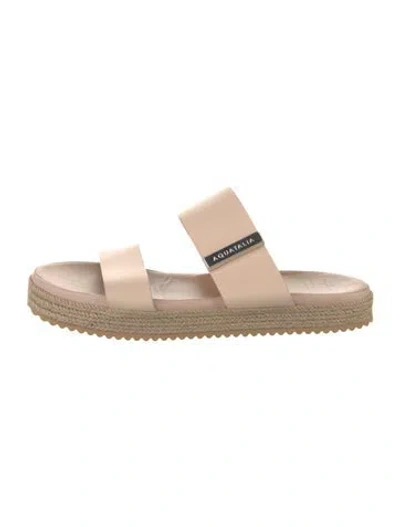 Pre-owned Aquatalia Leather Slides In Neutral