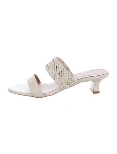 Pre-owned Aquatalia Leather Slides In Neutral