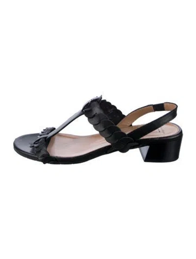Pre-owned Aquatalia Leather Slingback Sandals In Black