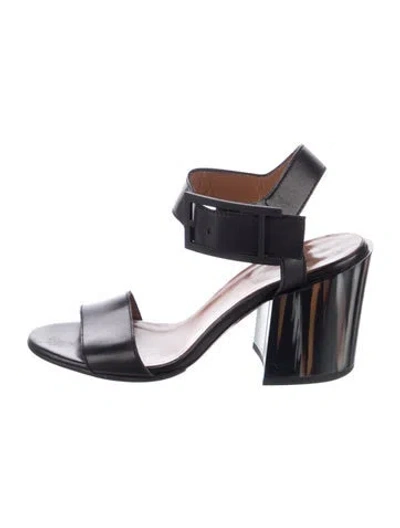 Pre-owned Aquatalia Leather Slingback Sandals In Black