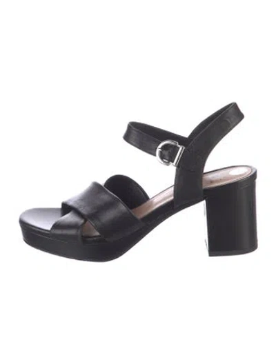 Pre-owned Aquatalia Leather Slingback Sandals In Black