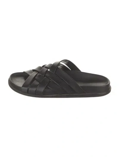 Pre-owned Aquatalia Leather Slippers In Black