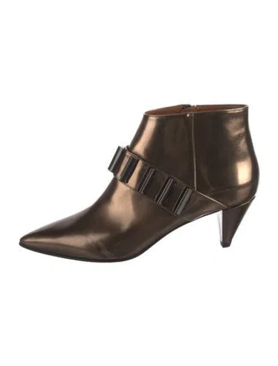 Pre-owned Aquatalia Leather Studded Accents Boots In Brown/metallic