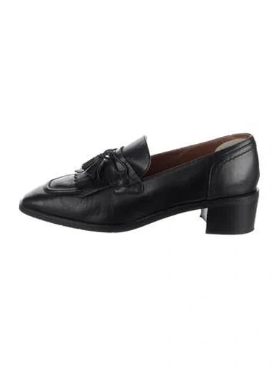Pre-owned Aquatalia Leather Tassel Accents Loafers In Black