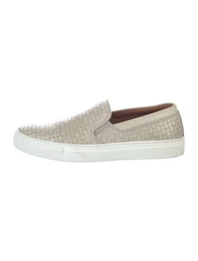 Pre-owned Aquatalia Leather Tweed Pattern Loafers In Neutral