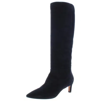 Aquatalia Macey Womens Suede Pull On Knee-high Boots In Black