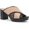 Aquatalia Madyson Water Repellent Platform Slide Sandal In Raffia Black Nappa
