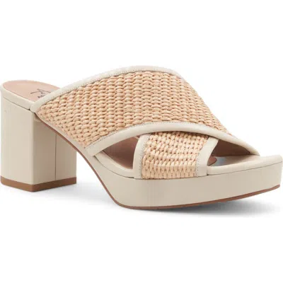 Aquatalia Madyson Water Repellent Platform Slide Sandal In Raffia Bone Nappa