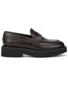 Aquatalia Marice Weatherproof Croc-embossed Leather Loafer In Brown