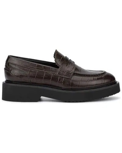 Aquatalia Marice Weatherproof Croc-embossed Leather Loafer In Brown