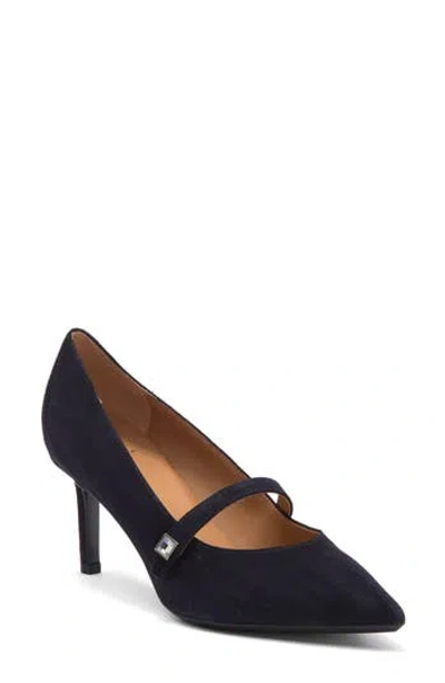 Aquatalia Marisol Pointed Toe Mary Jane Pump In Navy