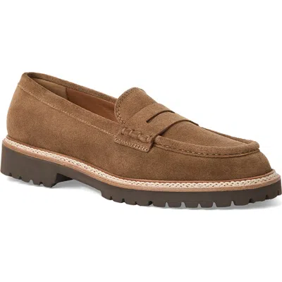 Aquatalia Merry Waterproof Lug Sole Penny Loafer In Brown