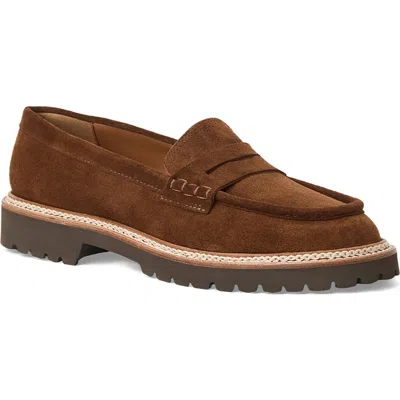 Aquatalia Merry Waterproof Lug Sole Penny Loafer In Brown