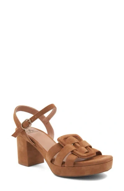 Aquatalia Micah Block Heel Quarter Strap Suede Sandal In Caffe