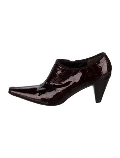 Pre-owned Aquatalia Patent Leather Animal Print Pumps In Brown
